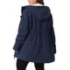 thumbnail image 3 of Abrigo de mujer plus size Agnes Orinda, chaqueta con capucha forrada de felpa, cintura elástica, cierre de cremallera y botones, mangas largas, parka con bolsillos, 1X azul oscuro, 3 of 6