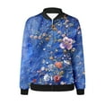 thumbnail image 4 of Feancey Flash On Sale Clearance Womens Fashion Bomber Jackets Floral Print Casual Flight Jackets Teen Girls Fall Lightweight Zip Up Long Sleeve Varsity Jacket Outwear Multicolor XL, 4 of 5