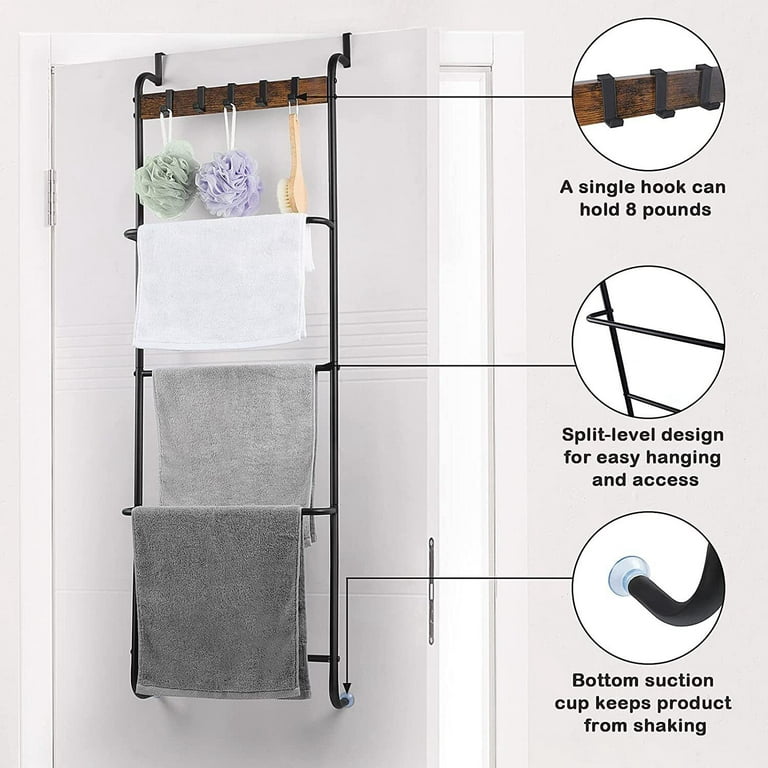 Over The Door Towel Rack Door Rack Hanger Organizer Bathroom Door Rack for  Towels Over The Door Hooks with Shelves Behind Door Towel Holder for