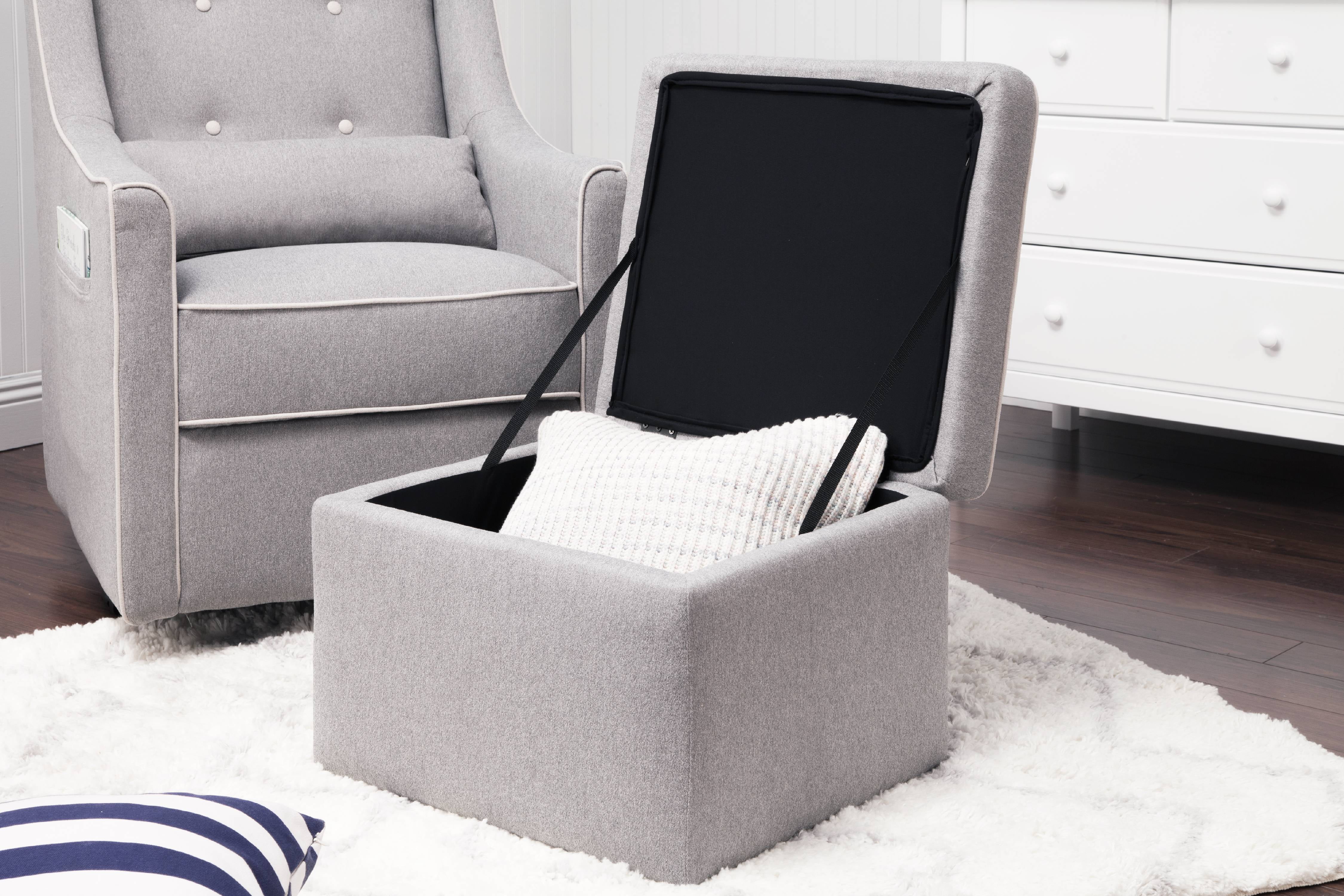 Davinci Owen Glider And Ottoman Gray And Cream Piping 2025