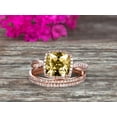 thumbnail image 3 of Trio Set 3.05 Carat 7mm Cushion Cut Champagne Diamond Moissanite 10k Rose Gold Wedding Set Bridal Ring Infinity Stacking Matching Band Art Deco, 3 of 5