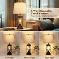 thumbnail image 3 of Farmhouse Rustic Table Lamps Set of 2 with USB Ports & Touch Control Dimmable LED Lights, Nightstand Lamps with Night Lights for Bedroom & Living Room (2700K Bulbs Included), 3 of 6