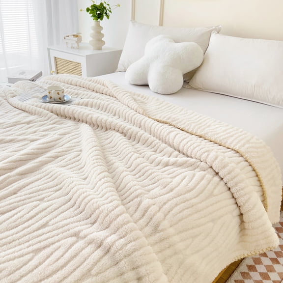 AZXY 70x80 Blankets for Beds Clearance,Soft Throw Blankets for Couch,Soft Fuzzy Blanket,Solid Cotton Velvet Warm King Size Blanket Comforter Washable White