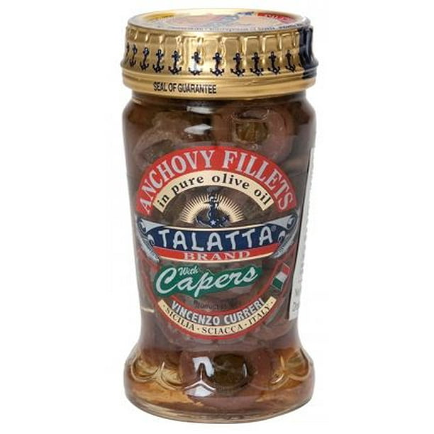 Talatta Anchovy Fillets with Capers in Olive Oil, 3.3 oz Jar Walmart