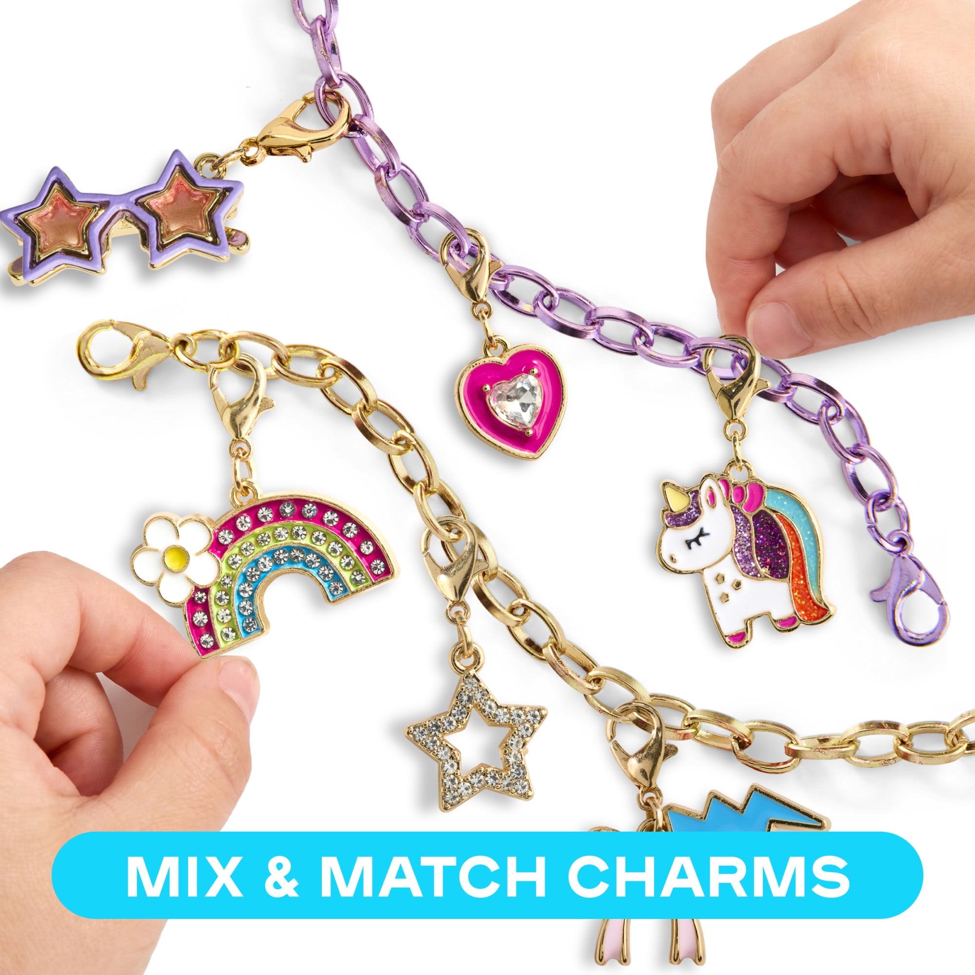 Claire's 10-Piece Surprise Charm Bracelet Jewelry Set with 2 Bracelets & 8 Charms