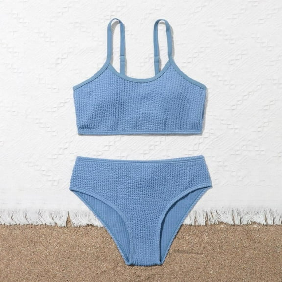 Uccdo 8-13T Girls Summer Swimsuits, Teenager Big Girls Solid Bikinis Bathing Suit, 2 Pieces, Size 8-13 Years