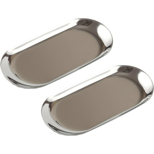 Bandeja decorativa de acero inoxidable, organizador de cosméticos para platos de joyería