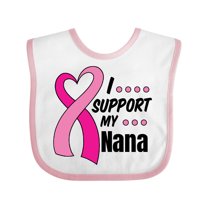 Inktastic Breast Cancer Awareness I Support My Nana with Pink Ribbon Boys or Girls Baby Bib