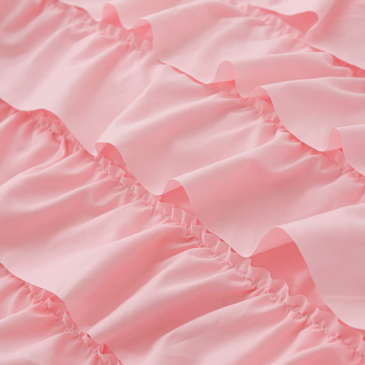 NTBED Ruffled Full Size Pink Comforter Set Casual Textured Chic Bedding Set for Girls Kids