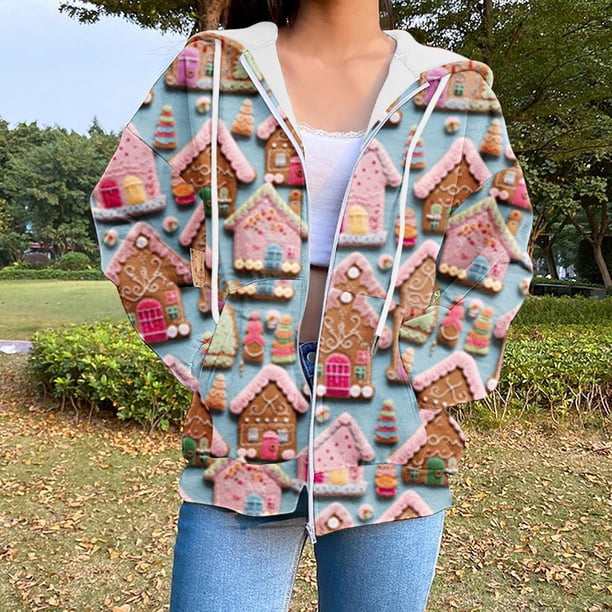 Puntoco Blusa Estampada De Moda Para Mujer, Blusa De Manga Larga, Sudadera Con Bolsillos Y Capucha