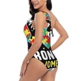 thumbnail image 4 of Sikiie I Love With Autism Print Women One Piece Swimsuits Tummy Control One Shoulder Bathing Suits Ruffle Swimwear, From S to XXL-Large, 4 of 6