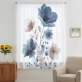 thumbnail image 3 of Navy Blue Floral Sheer Curtains 45 Inches Long, Watercolor Flowers Farmhouse Light Filering Curtains, Breathable Simi Curtain Privacy Drapes for Kitchen Bathroom Lightweight Small Window Treatment, 3 of 9