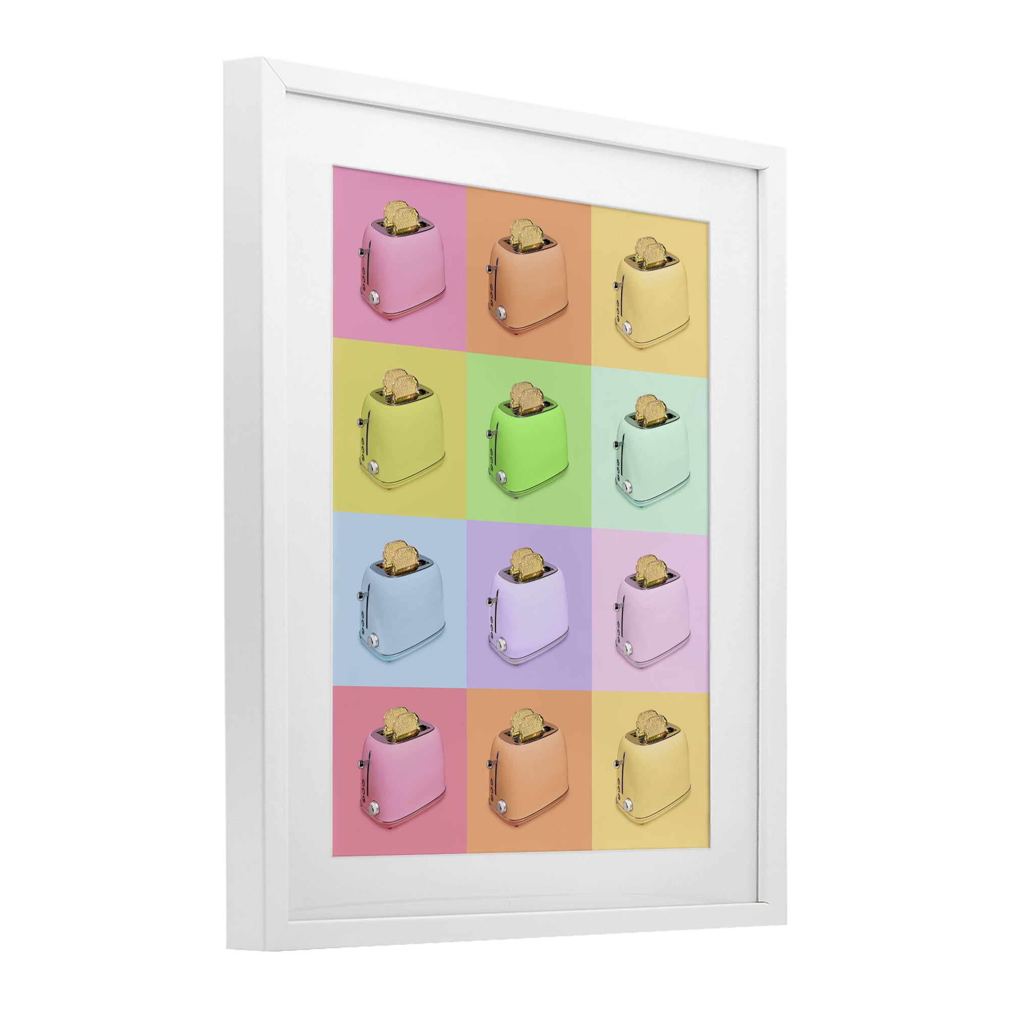 Stupell Industries Golden Disco Toaster Collage White Framed Print Under Glass, design by LISH Creative