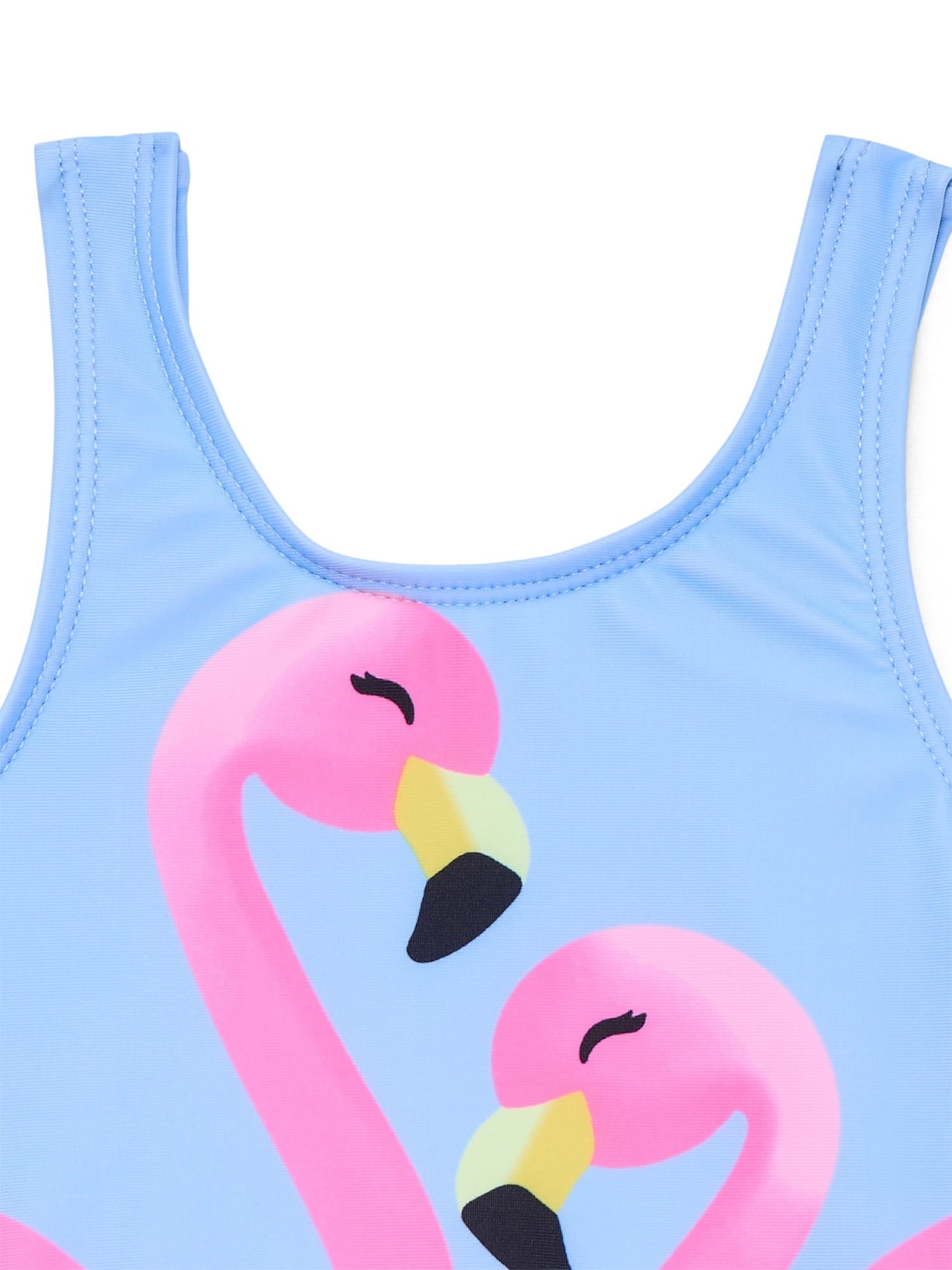 Wonder Nation Baby and Toddler Girls Flamingo Ruffle One Piece Swimsuit, Sizes 12M-5T