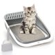 thumbnail image 1 of Caja de arena para gatos TomTenisse con tapa abierta, grande, plegable, gris, 1 of 7