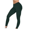 thumbnail image 3 of MASRIN Athletic Leggings for Women High Waisted Tummy Control Yoga Pants Solid Color Casual Running Workout Tights Green XL, 3 of 5