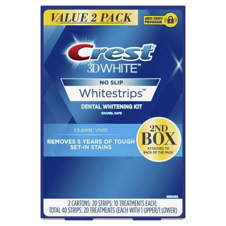 Crest 3D White Whitestrips Classic Vivid Teeth Whitening Kit, 20 Treatments, Value 2 (Best Teeth Whitening Tips)