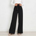 thumbnail image 2 of Tqcoqu Women's High Waisted Wide Leg Lounge Pants, Lightweight Loose Work Elastic Casual Outfits Trousers with Pockets, 2 of 7