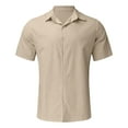 thumbnail image 4 of Pxiakgy Male Casual Solid Shirt Short Sleeve Turn Down Collar Shirt Button Formal Shirt Khaki XL, 4 of 5
