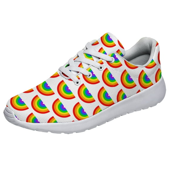 Rainbow Shoes, Unisex Fashion LGBT Sneakers for Men Women White Size 3.5