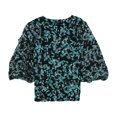 thumbnail image 2 of Alfani Womens Pleated Ruffle Pullover Blouse, Green, Large, 2 of 2