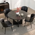 thumbnail image 3 of Sailvan Round Dining Table for 4, Wooden Round Kitchen Table, 47" Wide Modern Circle Table for Dinner Room, Farmhouse Style, Black, 3 of 11