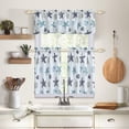 thumbnail image 3 of Tier Curtains for Kitchen Windows Starfish café Curtains, 1 Pair 27" x 24" Multi-Color Seashell Conch Printed Half Window Curtain Set for Bathroom Rod Pocket, Blue, 3 of 6