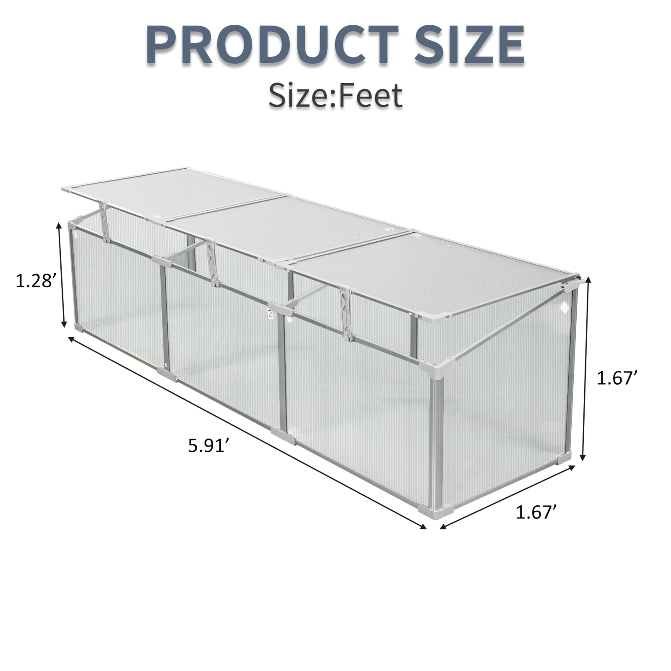 Noble House Aluminum Polycarbonate Outdoor Greenhouse, Winter Plant Vegetable Solarium Nursery, Silver