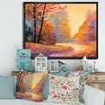 thumbnail image 2 of Designart 'The Autumn Forest Orange Leaves Landscape With Path' Lake House Framed Canvas Wall Art Print, 2 of 5