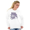 thumbnail image 4 of Reel Women Fish Cute Girly Fishing Women Crewneck Sweatshirt Brisco Brands M, 4 of 6