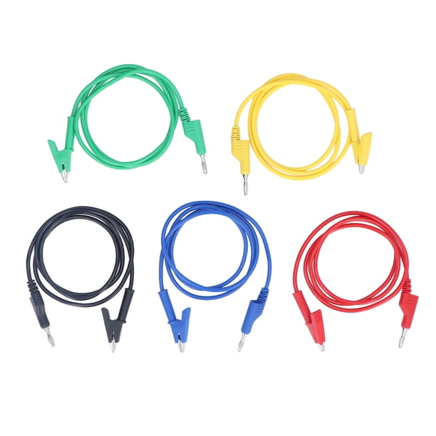 Risegun Pin de sonda Trasera de Prueba, Kit de Cables de multímetro de 5 uds. Kit de Cables de Prueba de Conector Banana Kit de Cables de Prueba a Cable de Prueba eléctrico con Pinza de cocodrilo