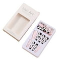 thumbnail image 2 of Uñas postizas, uñas postizas, regalos para mujeres que usan uñas al por mayor, uñas largas trapezoidales ruborizadas, cadena de tablero de ajedrez, camelia, manicura de uñas para usar., 2 of 2
