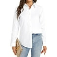 thumbnail image 5 of Yigetop Womens Dress Shirt, Womens Long Sleeve Tops Collared V Neck Shirts Lightweight Sweatshirt 2024 Fall Fashion Clothes Long Sleeve Button Up Shirts for Women White S, 5 of 7