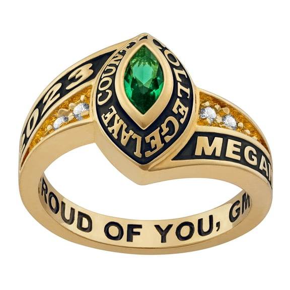 Order Now for 2025 Graduation, Freestyle Women's 10KT Marquise Birthstone CZ Class Ring, Personalized, High School or College