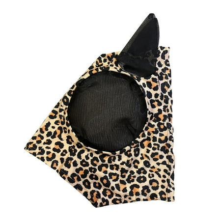 FTsdfkl 1PC Horse Fly Masks with Ears,Comfort Stretchy Fly Mask Large Eye Space with UV Protection, Soft on Skin with Breathability Leopard Print Full Size,Brown