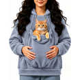 thumbnail image 2 of Pet Pouch Hoodie for Women, Sherpa Fleece Pet Carrier Hoodie with Zippered Kangaroo Pouch, Oversized Warm Sweatshirt with Side Pockets, 2 of 7