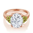 thumbnail image 2 of Gem Stone King 18K Rose Gold Plated Silver Green Peridot Ring Set with Moissanite (5.65 Cttw) (Size 9), 2 of 4