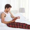 thumbnail image 5 of Susaid Red Black Plaid Print Mens Pajama Pants Set Sleep & Lounge Pants, PJ Bottoms with Pockets and Button Fly-Small, 5 of 6
