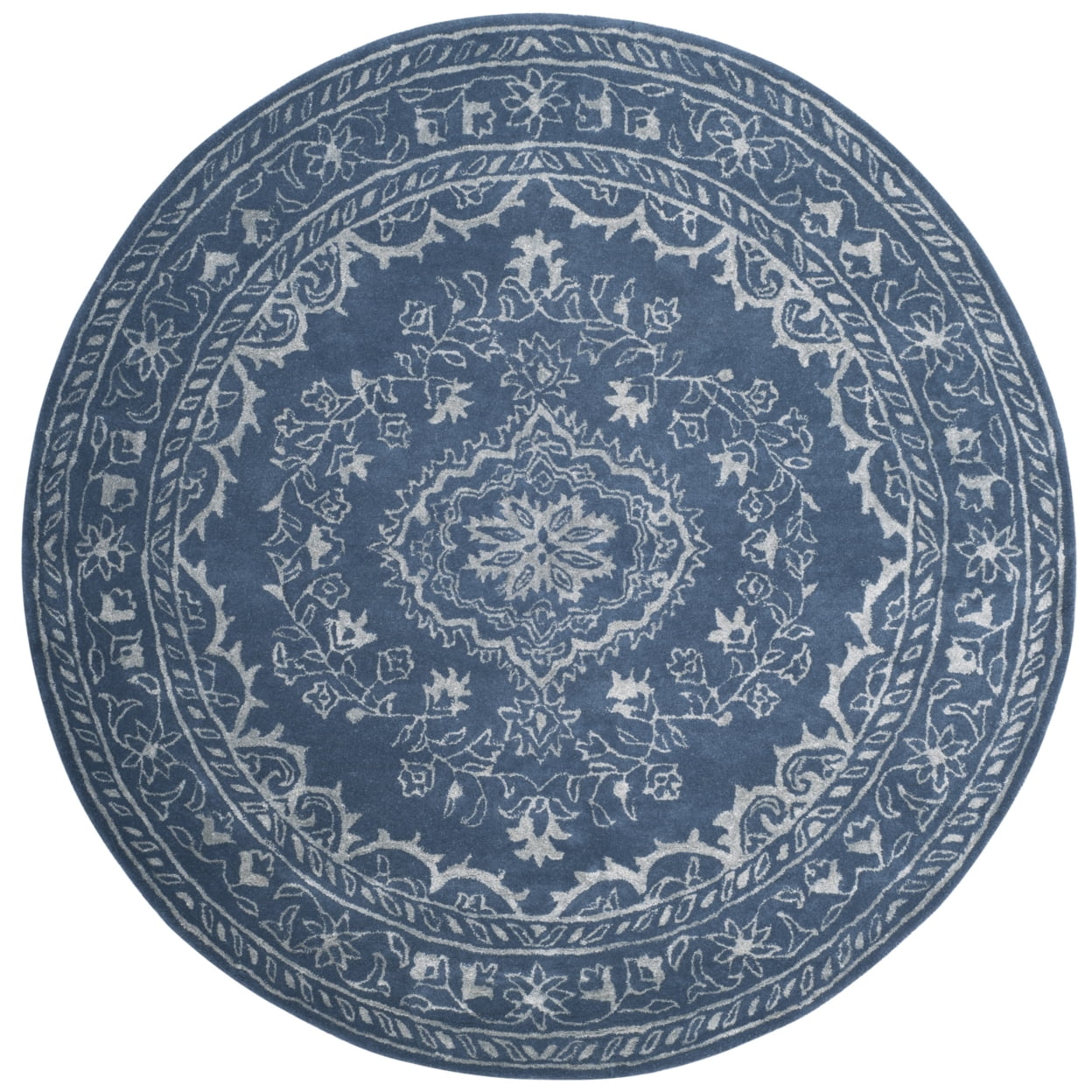 SAFAVIEH Glamour Gaia Floral Bordered Wool Area Rug, Blue, 5' x 8'