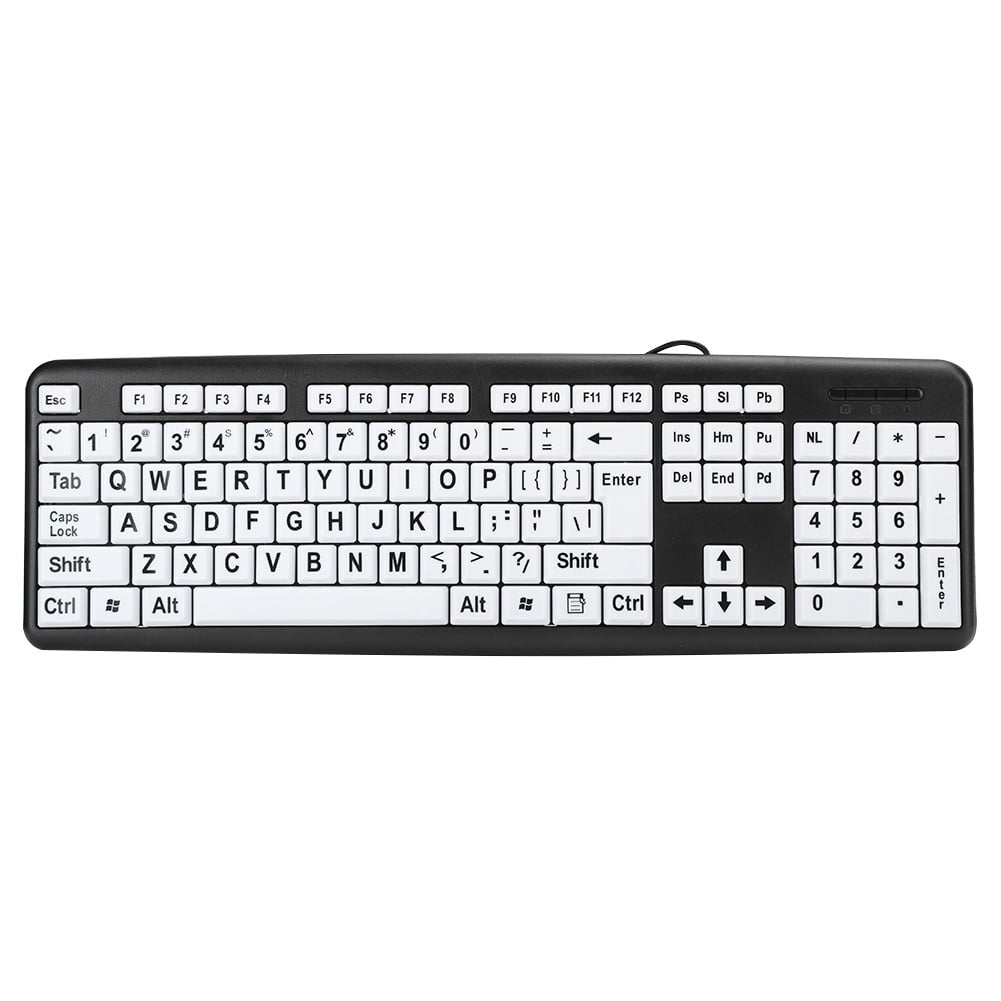 USB Wired Keyboard for Low Vision Users with Large White Keys 