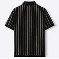 thumbnail image 4 of Hpapadks Summer Shirts for Men Short Sleeve Striped Button Down Lapel Blouses Stylish Lightweight Mens Dress Shirt Black L, 4 of 5