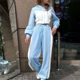 thumbnail image 2 of 2PCS Active Tracksuit Women's Color Match Drawstring Zipper Hooded Elastic Waist Pockets Pants Sets 2 Piece Exercise Suit Set S-172 Blue S, 2 of 6