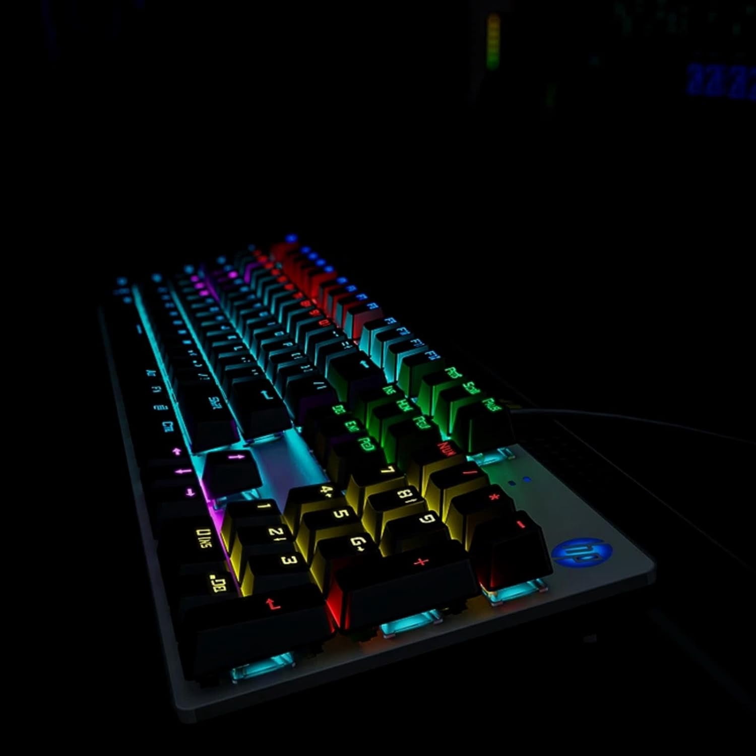HP GK400F Wired Mechanical Keyboard – 104-Key Brown Switches, USB Connection, Dual-Use for Office & Gaming, Silver/Gunmetal/Black, Mixed-Color Backlight, Top-Printed Keycaps