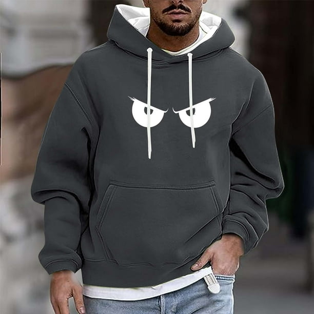 Sudadera con capucha para hombre, informal, a la moda, con estampado, con cordón, de manga larga, de poliéster