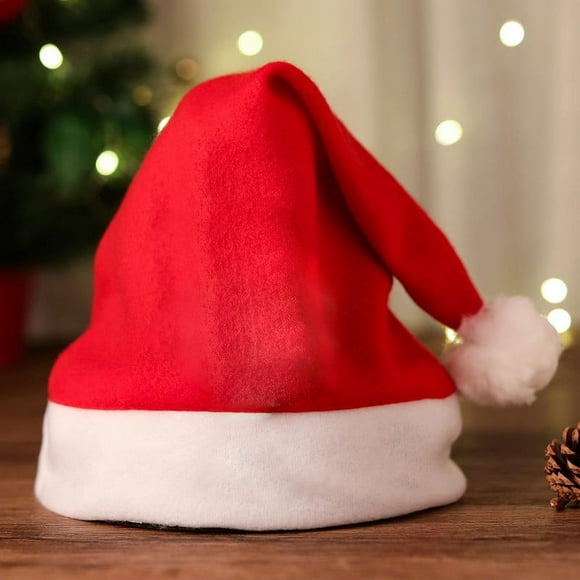 TopLLC 12pc Christmas Atmosphee Decoration Red Christmas Hat For Women Adults And Children Headwar Plain Hat Santa Claus Dress Up Hat