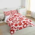 thumbnail image 3 of Manfei Modern Geometric Aesthetic Queen Comforter Set,Graffiti Spiral Circle Bedding Sets,Red White Bedding Comforter Set For Children,Microfiber Bedroom Decor Reversible,3-Piece, 3 of 8