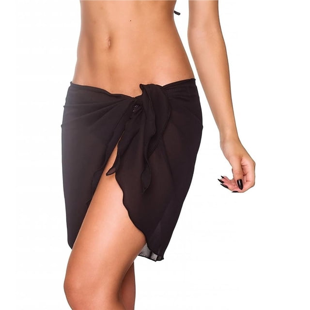 Eigraketly Mujeres Sarong Sexy estilo corto traje de baño protección solar encubrimientos traje de baño suministros de verano cubierta al aire Traje de baño Negro Eigraketly OD019661-02
