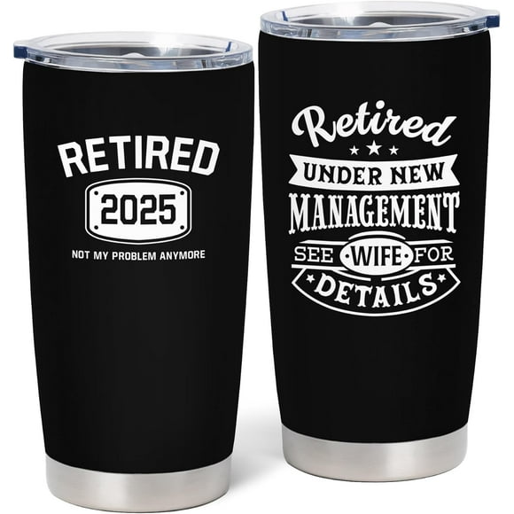 Cadeaux de Retraite Amusants pour Hommes 2025: Meilleur Cadeau de Collègue Retraité – Gobelet en Acier Inoxydable 20oz – Cadeau d'Adieu Parfait pour Collègues Patrons et Amis