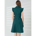 thumbnail image 5 of DARING DIVA Ruffled Sleeve Button Down Belted Knee Length Shirt Dress XL Dark Green, 5 of 6