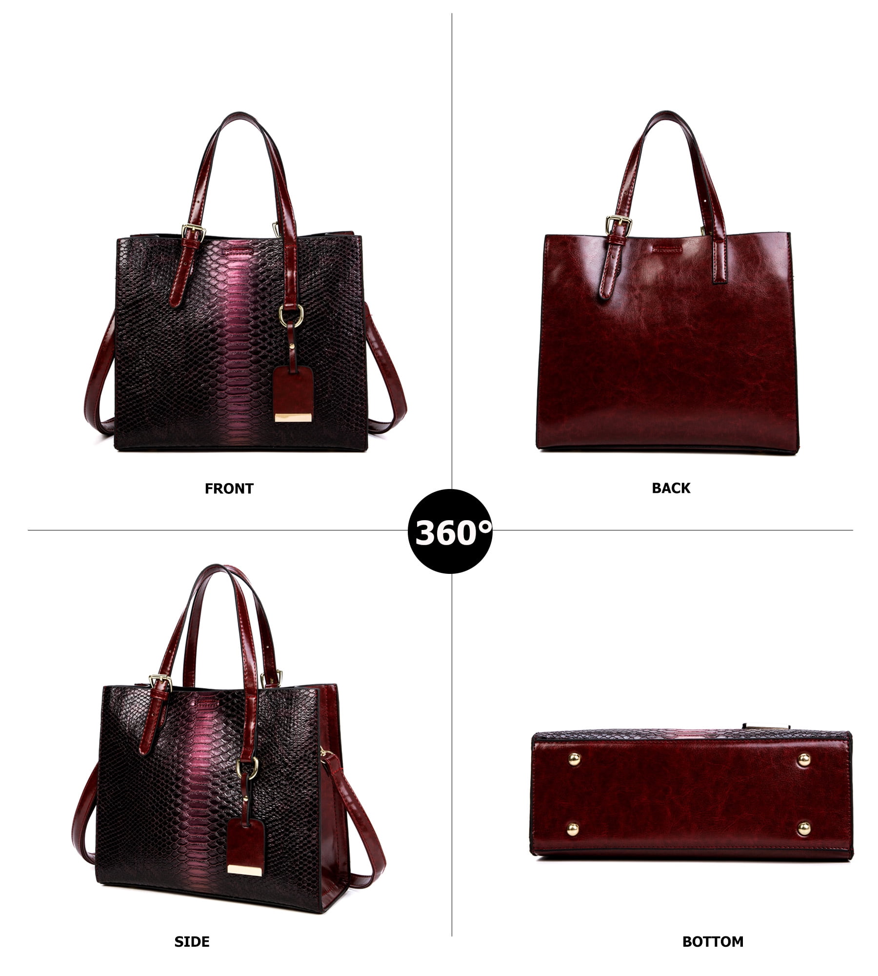 Women's Crocodile Pattern Tote Bags Stylish Handbags Satchels Purses and Wallets For Women 3 Pcs Set